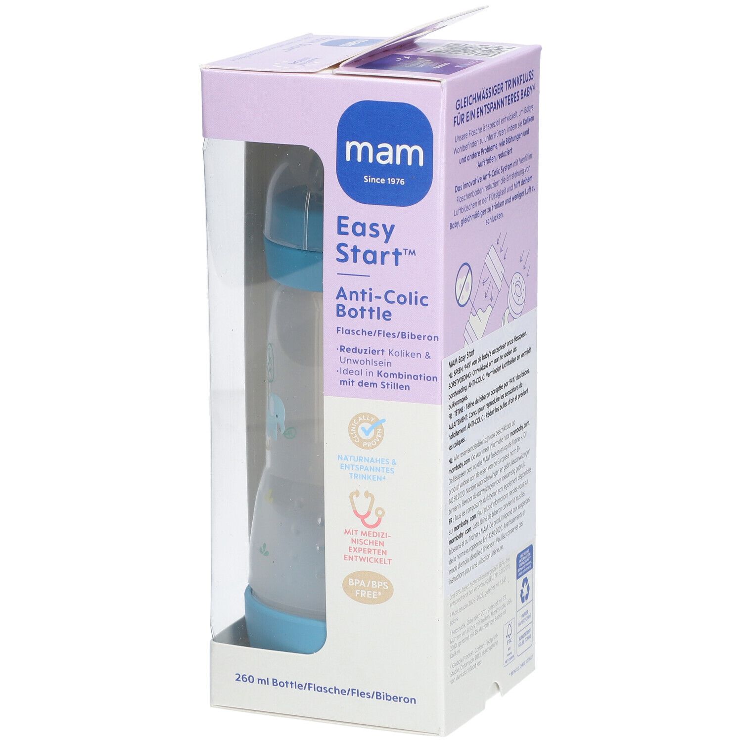 MAM Easy Start™ Anti-Kolik Flasche Blau 260 ml - 0 Monate und älter