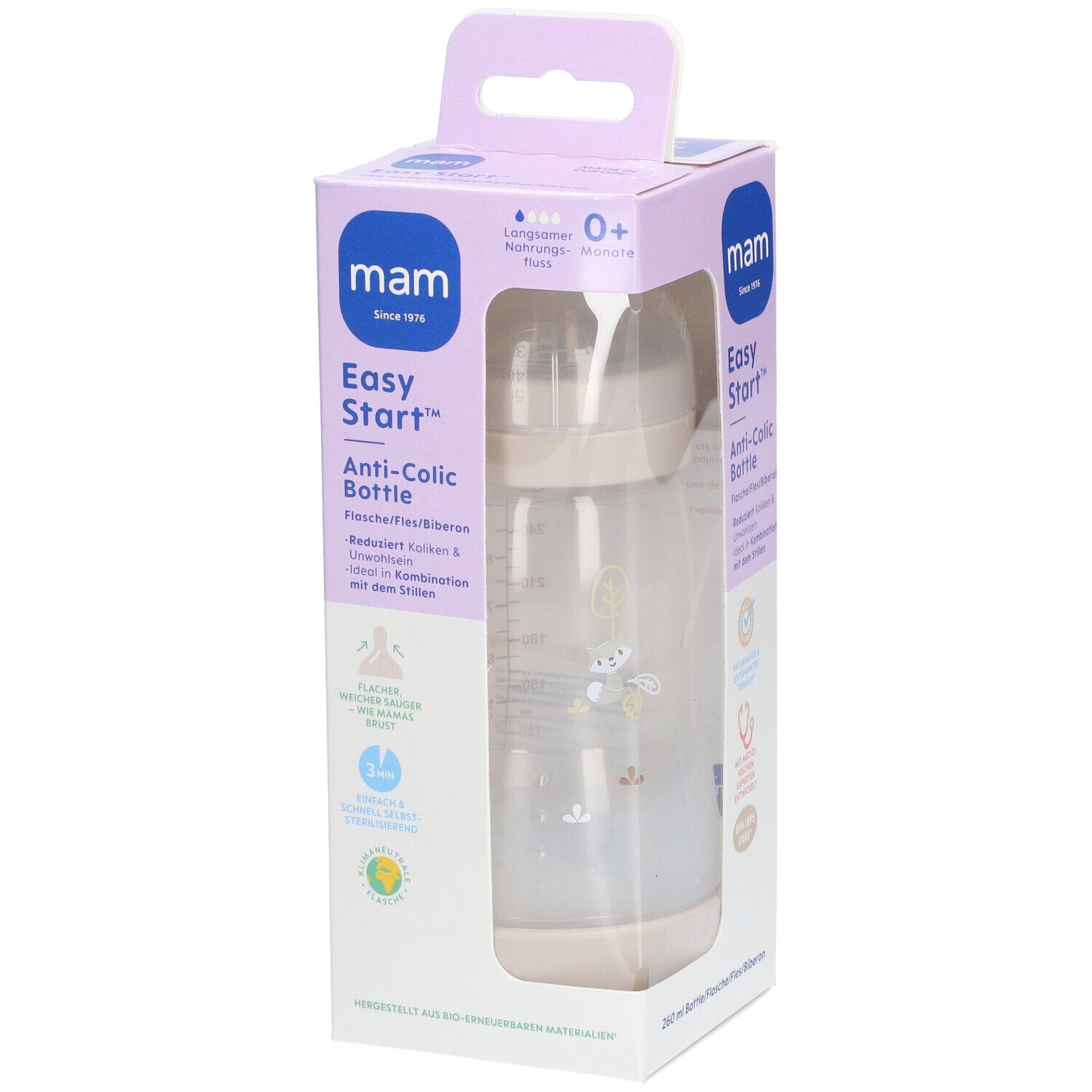 MAM Babyflasche Easy Start Anti-Colic 260 ml, Beige