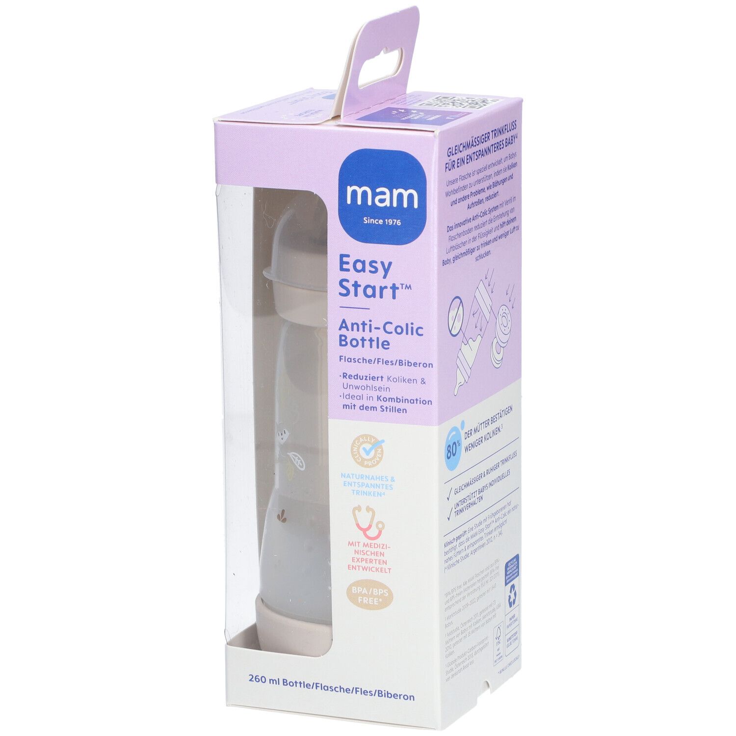 MAM Babyflasche Easy Start Anti-Colic 260 ml, Beige