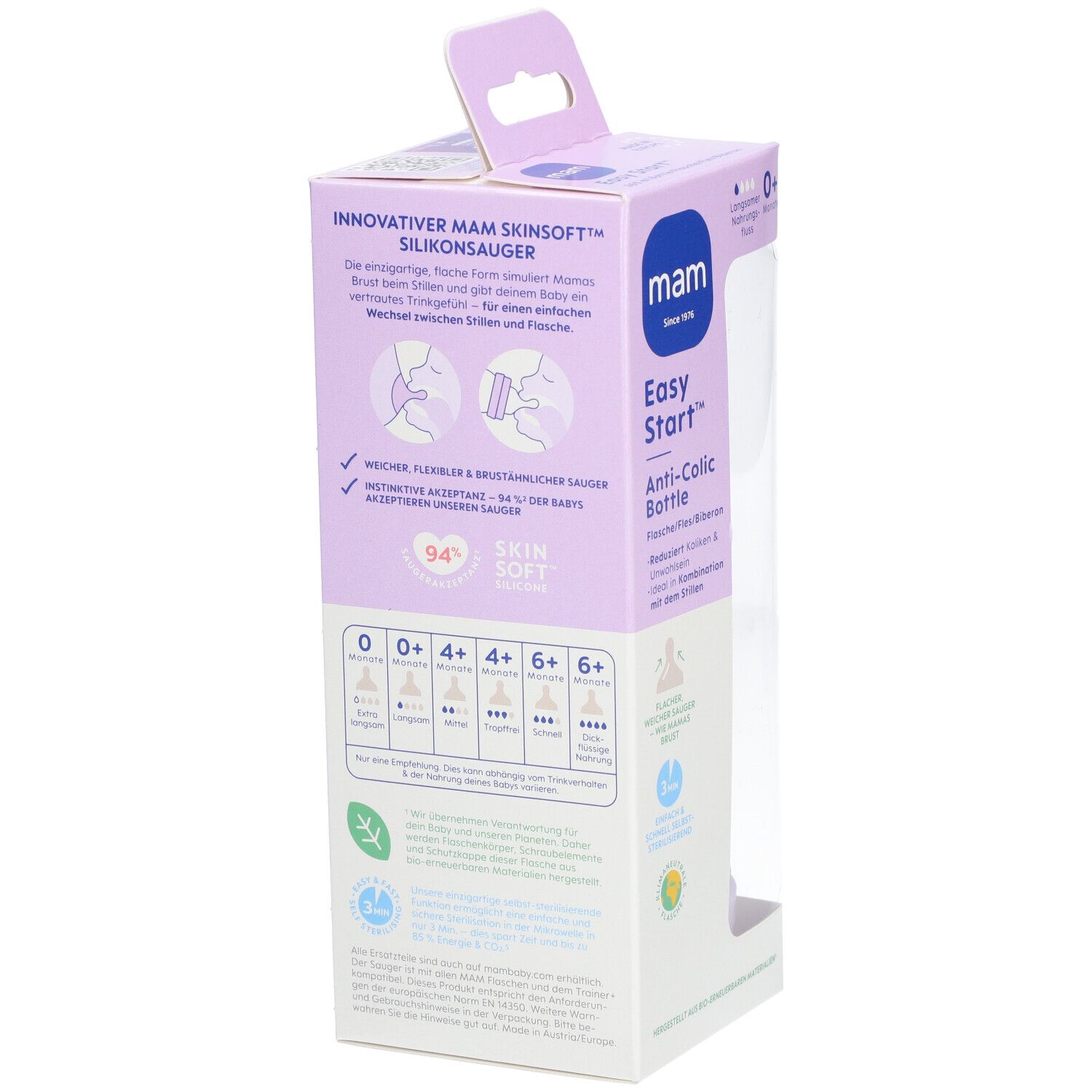 MAM Easy Start Anti-Colic Zuigfles Lila 260ml 1 St Babyflasche