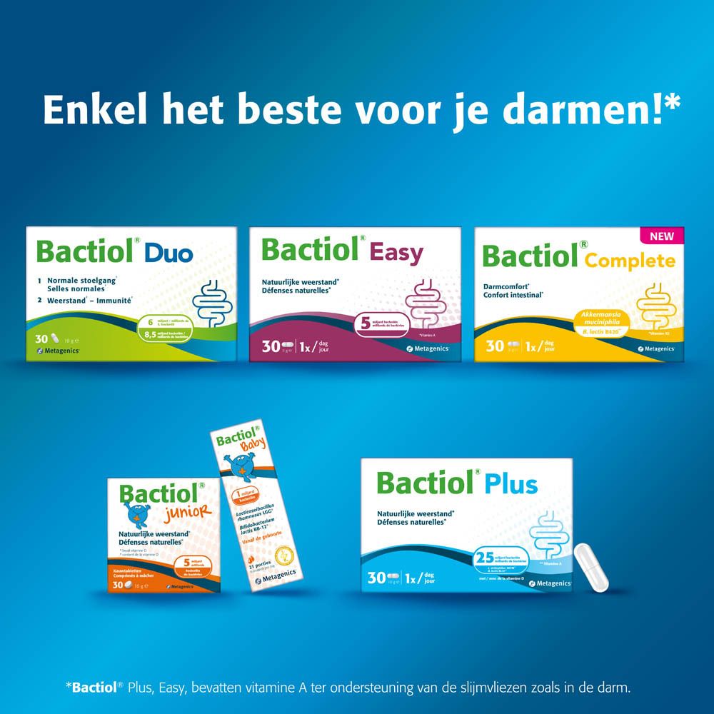Reclame voor verschillende Bactiol-producten. Nederlandse tekst.