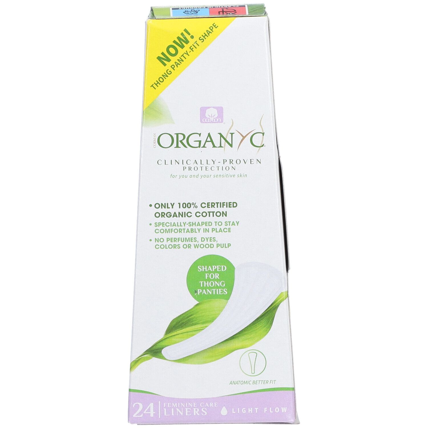 Organyc-Verpackung mit Slipeinlagen für Strings. 24 Stück, leichte Blutung. Thong-Panty-Fit-Form.