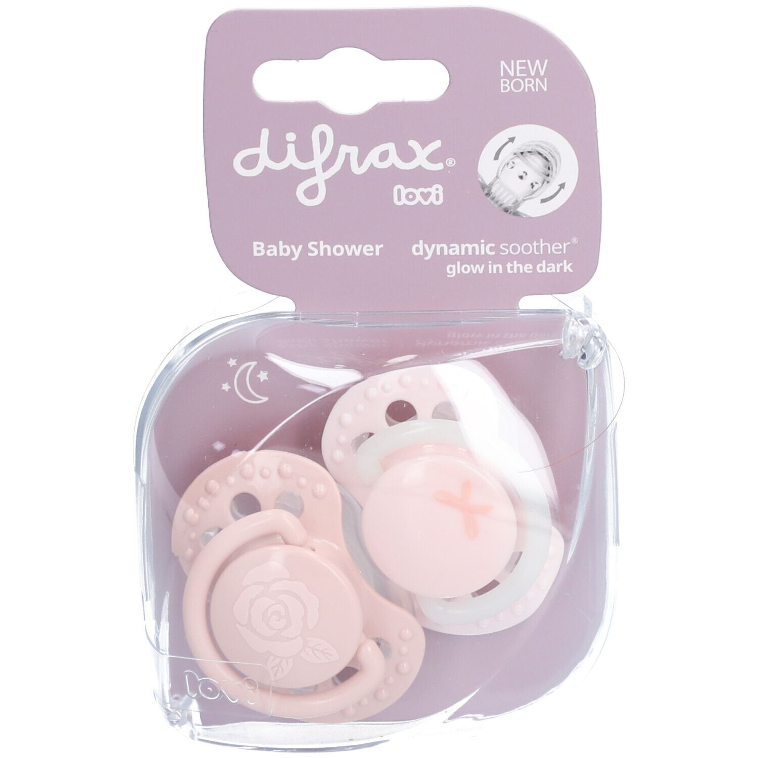 Difrax Tétine Dynamic Baby shower rose 0-2m