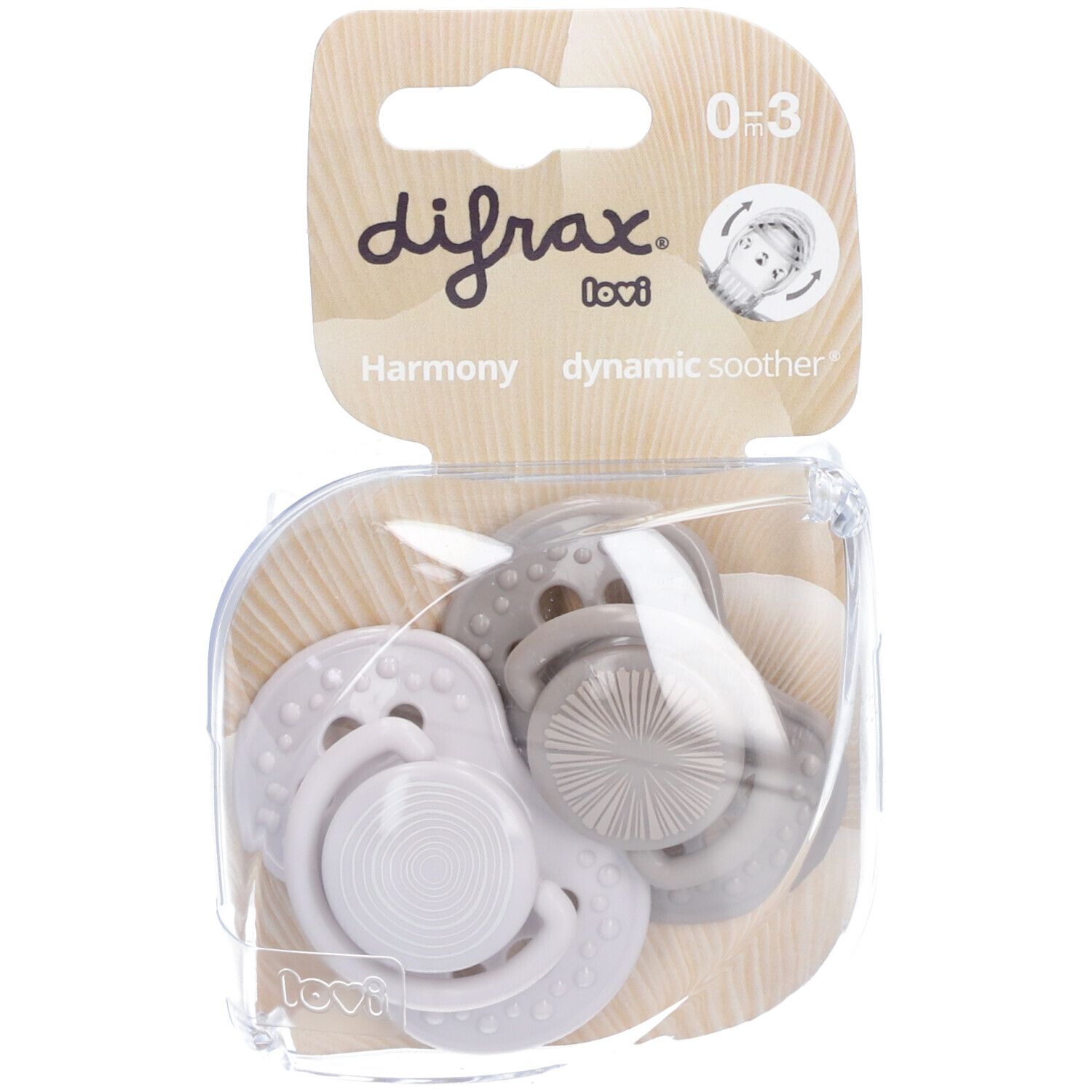 Difrax Tétine Dynamic Harmony Gris clair - Gris foncé 0-3mois