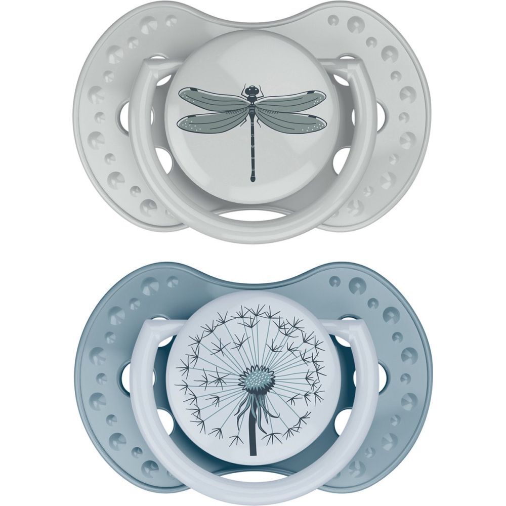 Difrax Fopspeen Dynamic Botanic Blue - Green 6-18m 2 St Sauger