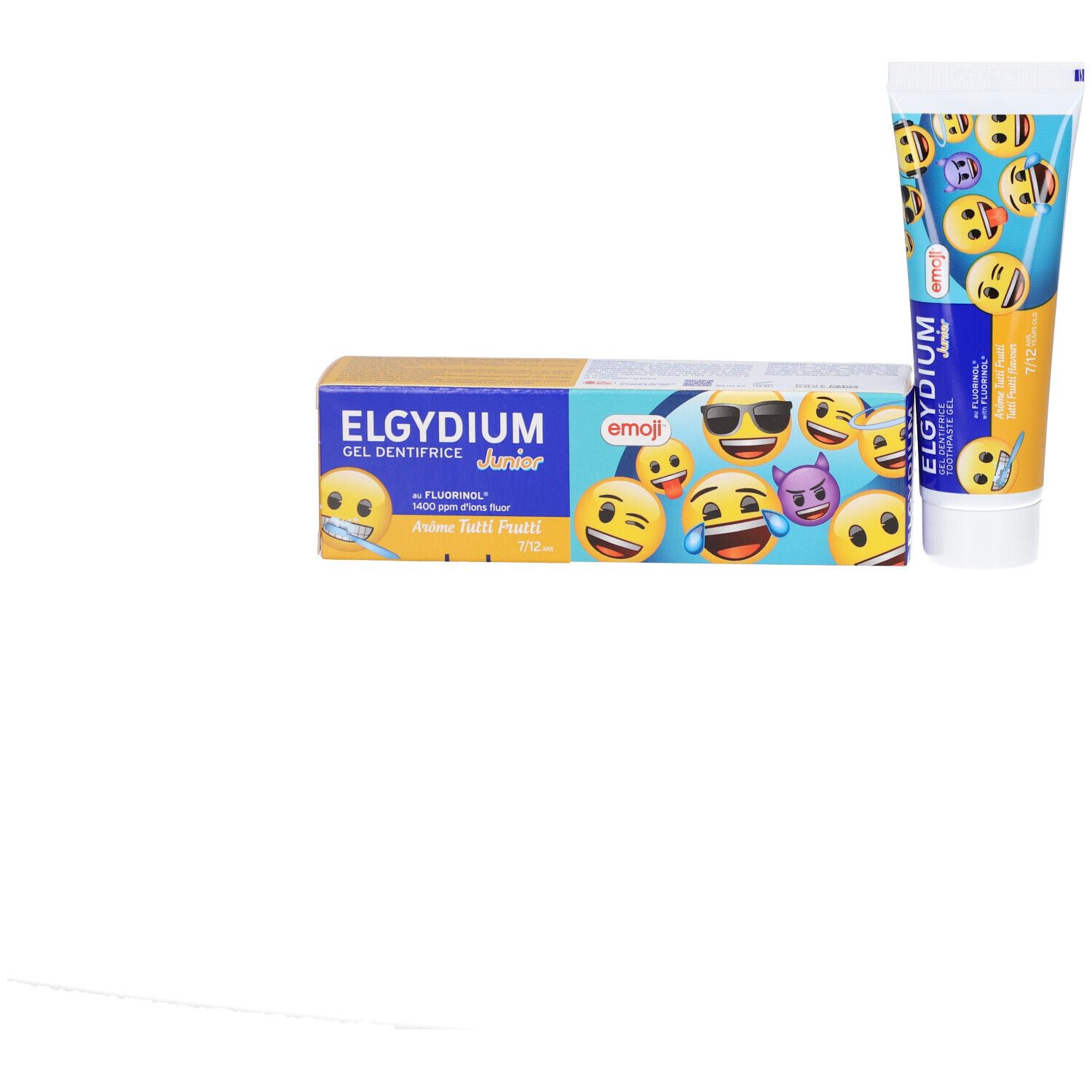 Elgydium Zahngel Junior 7 bis 12 Jahre Emoji Aroma Tutti Frutti 50 ml