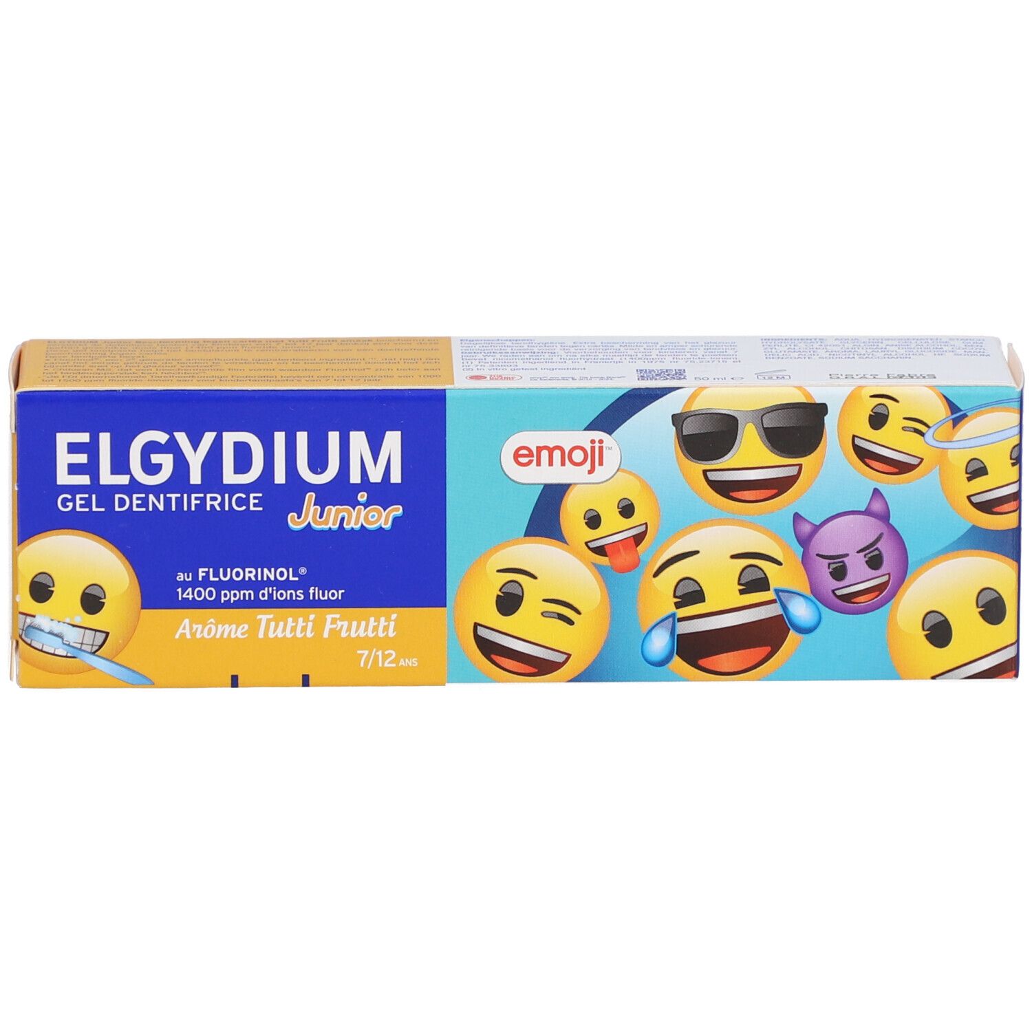 Elgydium Zahngel Junior 7 bis 12 Jahre Emoji Aroma Tutti Frutti 50 ml