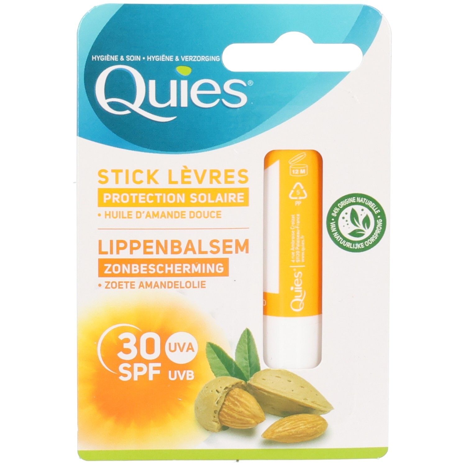 Quies Stick lèvres Protection solaire Spf30 4,5 g Lippenschutz