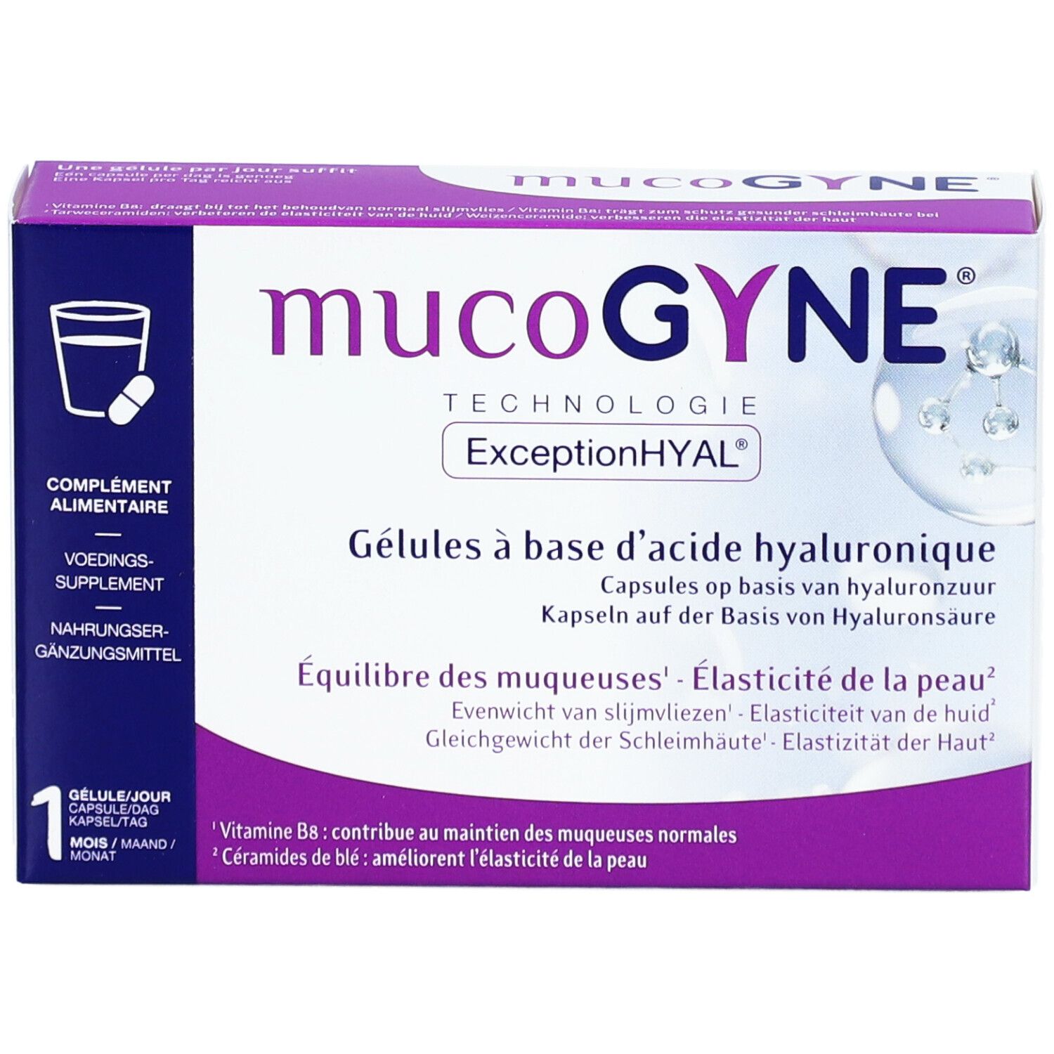 Aperçu des produits. Inscription: MUCOGYNE. Ovules vaginaux, gélules orales, gel vulvo-vaginal.
