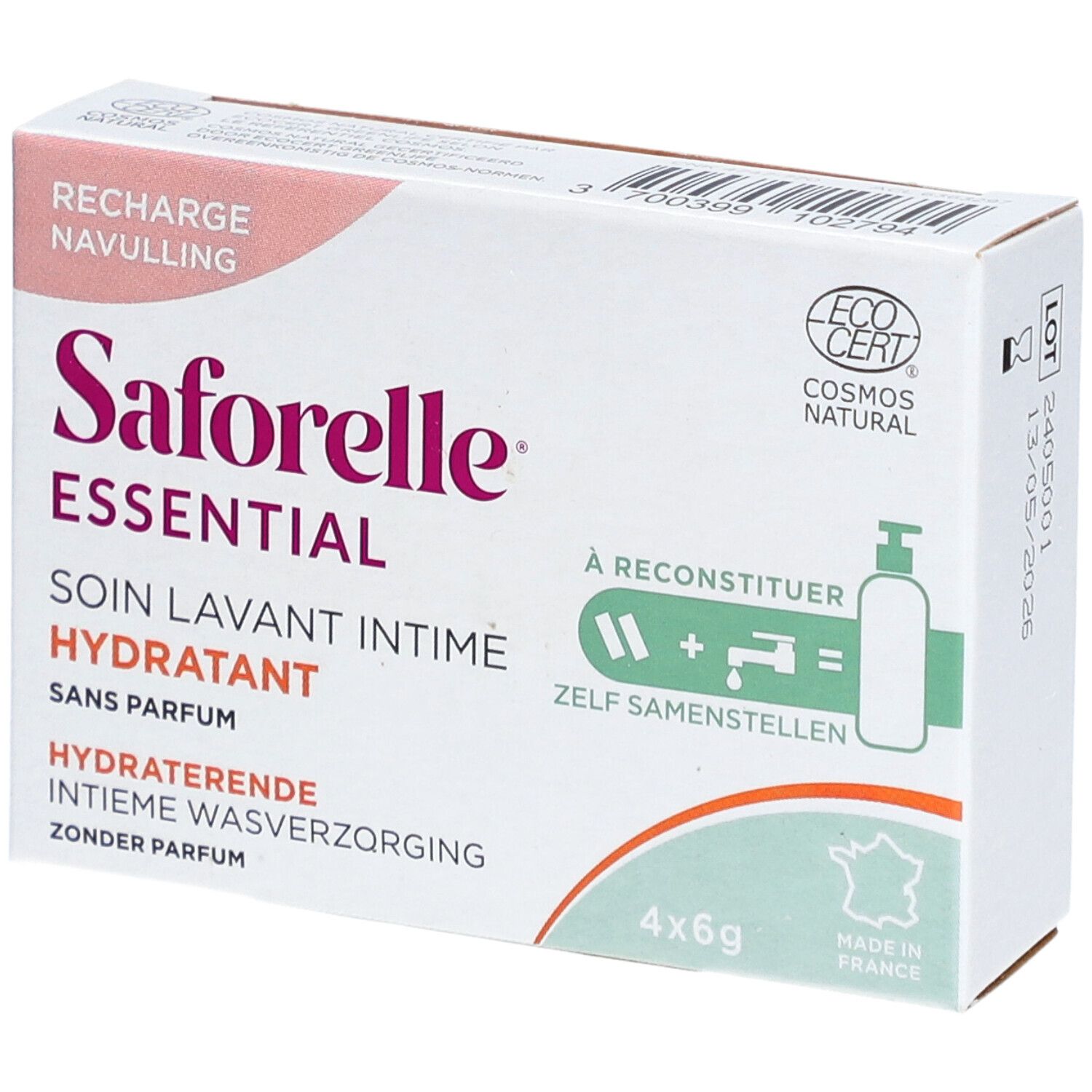 Saforelle Hydratisierende Intimwaschpflege Kit zum Auffüllen Nachfüllpackung 4 Stäbchen
