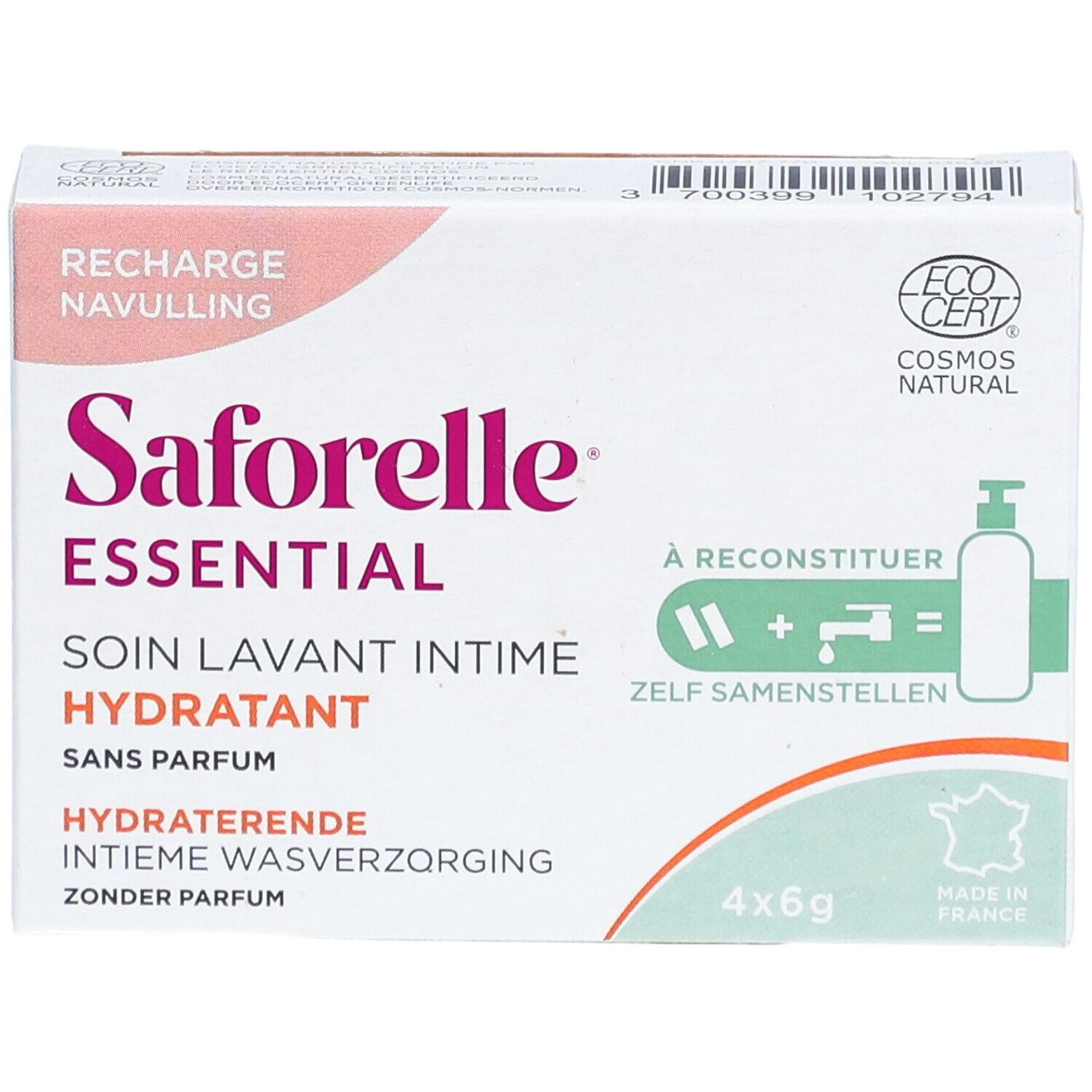 Saforelle Hydratisierende Intimwaschpflege Kit zum Auffüllen Nachfüllpackung 4 Stäbchen