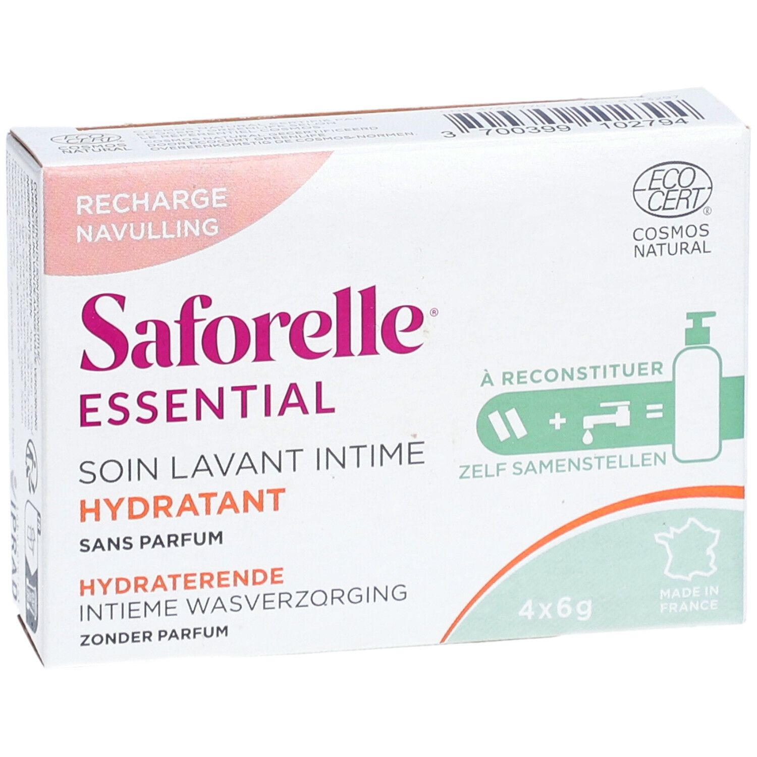 Saforelle Hydratisierende Intimwaschpflege Kit zum Auffüllen Nachfüllpackung 4 Stäbchen