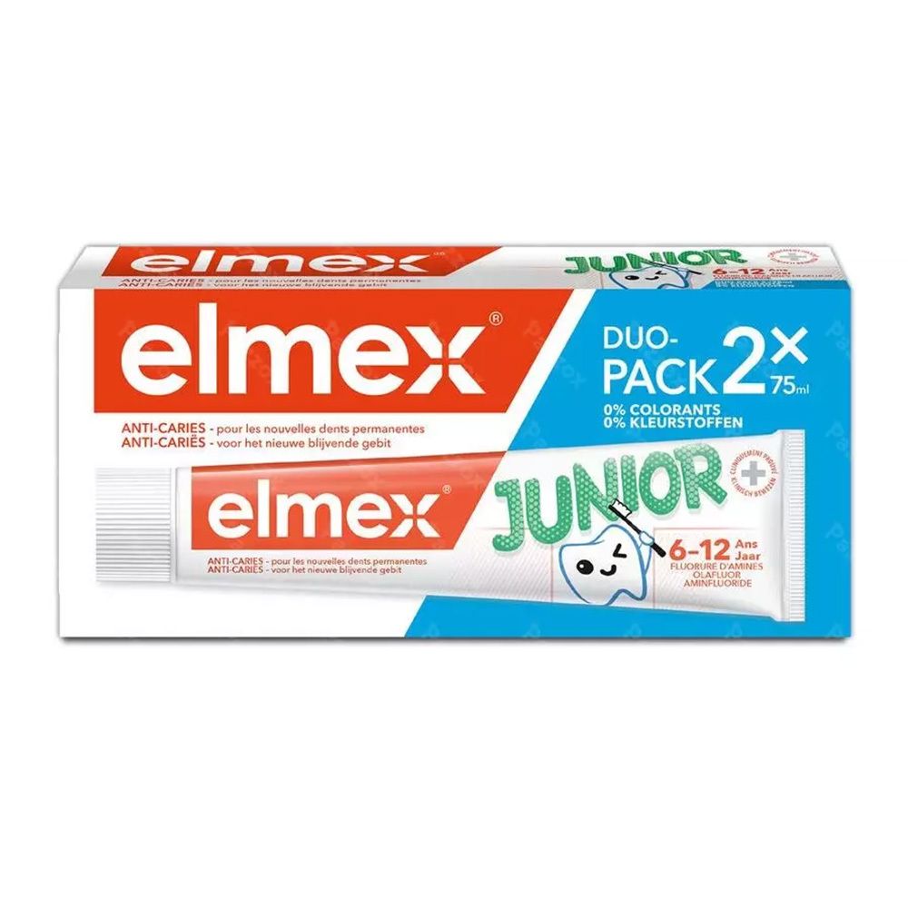 Elmex Junior Duo Pack Zahnpasta, 2x 75ml, für Kinder von 6-12 Jahren.