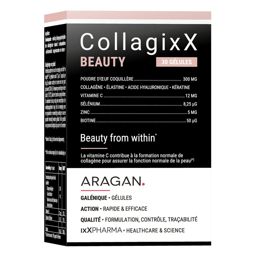 Complément alimentaire CollagixX BEAUTY. Contient 30 gélules. Ingrédients et valeurs nutritionnelles.