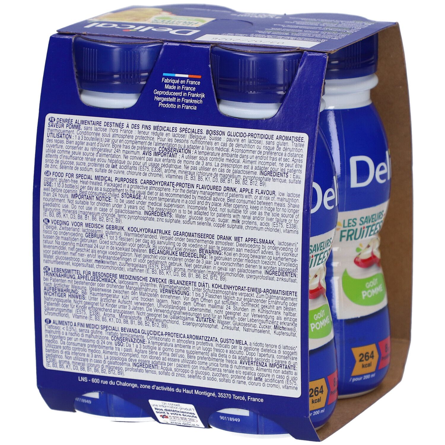 Dos de l'emballage avec texte. Informations sur les ingrédients, la valeur nutritionnelle et le fabricant.
