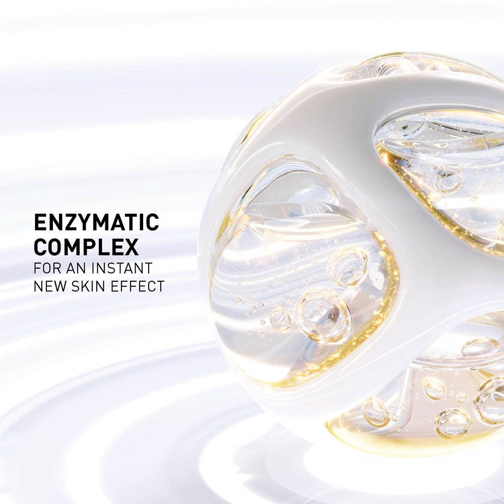 Image abstraite d'une sphère avec liquide et texte : Enzymatic Complex.