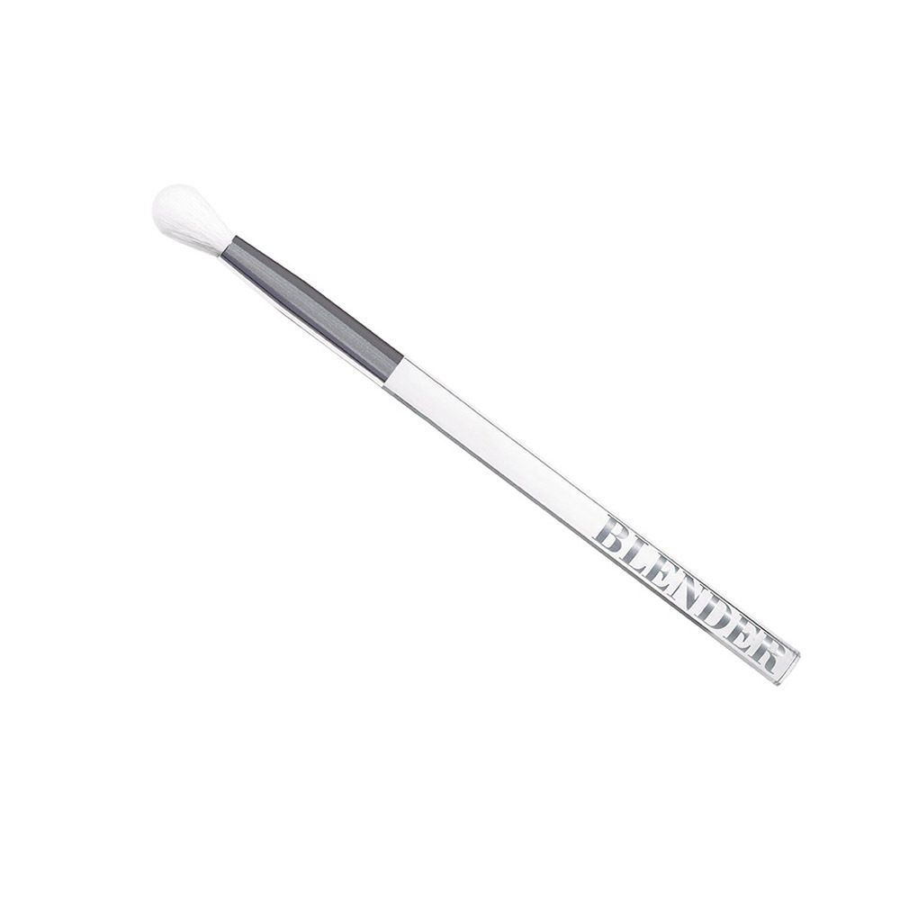 Penseel met witte kop en grijze steel. De steel is bedrukt met het woord "BLENDER".
