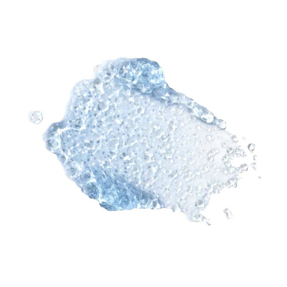 Gel bleu avec petites particules. Sur fond blanc.