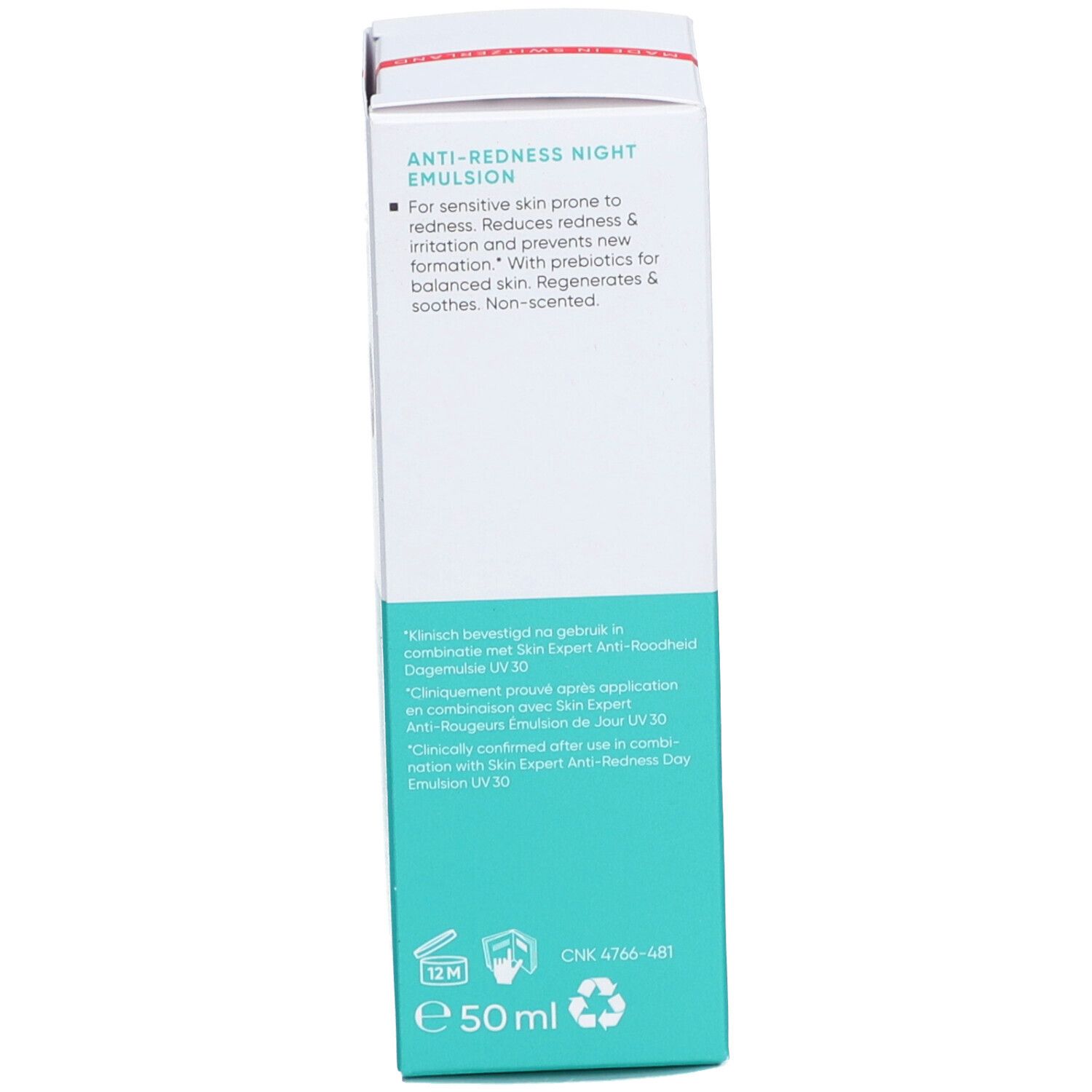 Rückseite der Produktverpackung mit Produktinformationen und Logos.