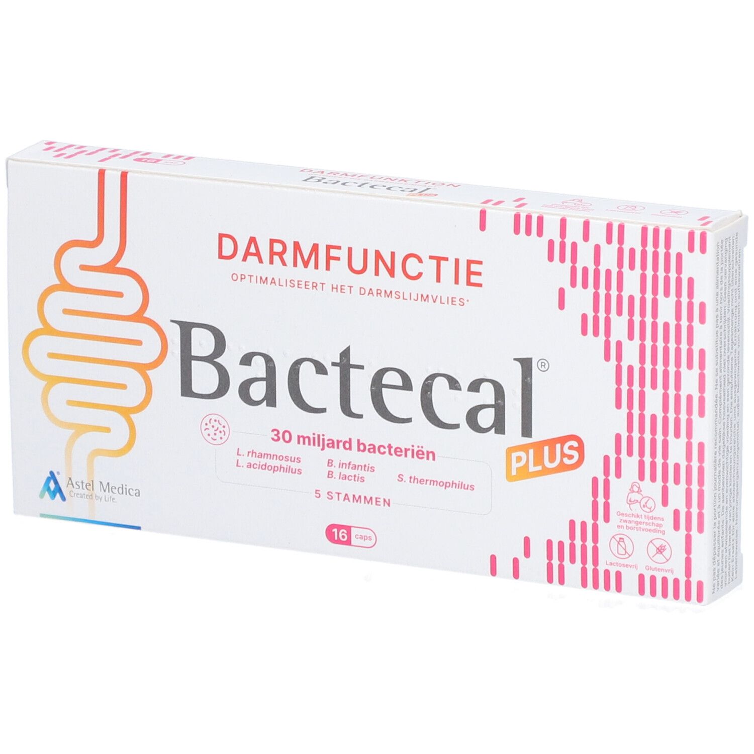 Bactecal Plus Verpackung mit Darm-Symbol und Text 'Darmfunctie'.