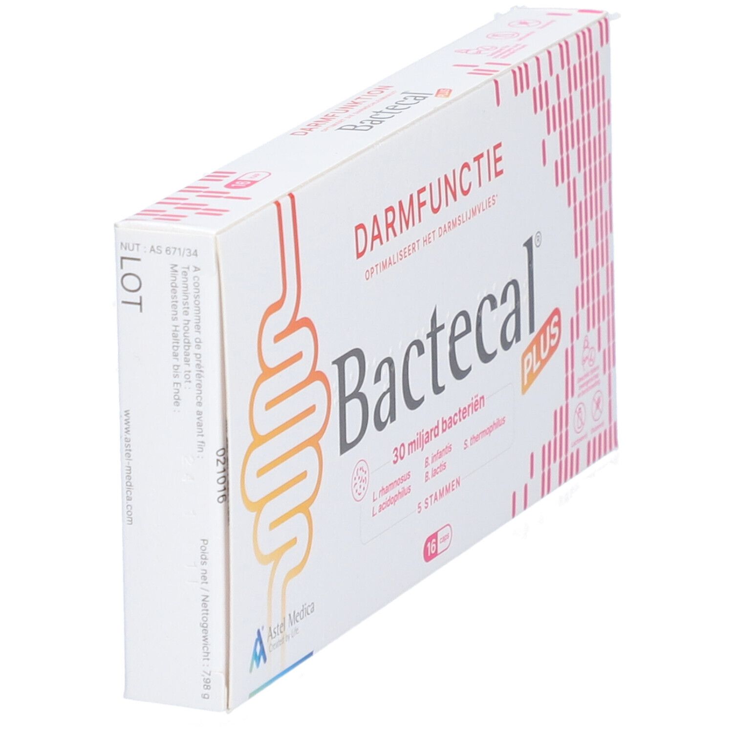 Bactecal Plus Verpackung von der Seite, mit Chargennummer und Details.