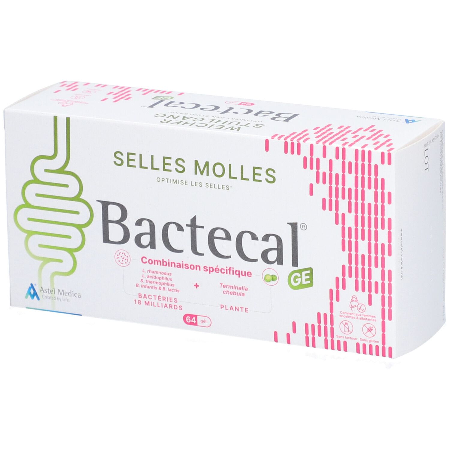 Bactecal GE: Packung für weichen Stuhlgang, 64 Kapseln.