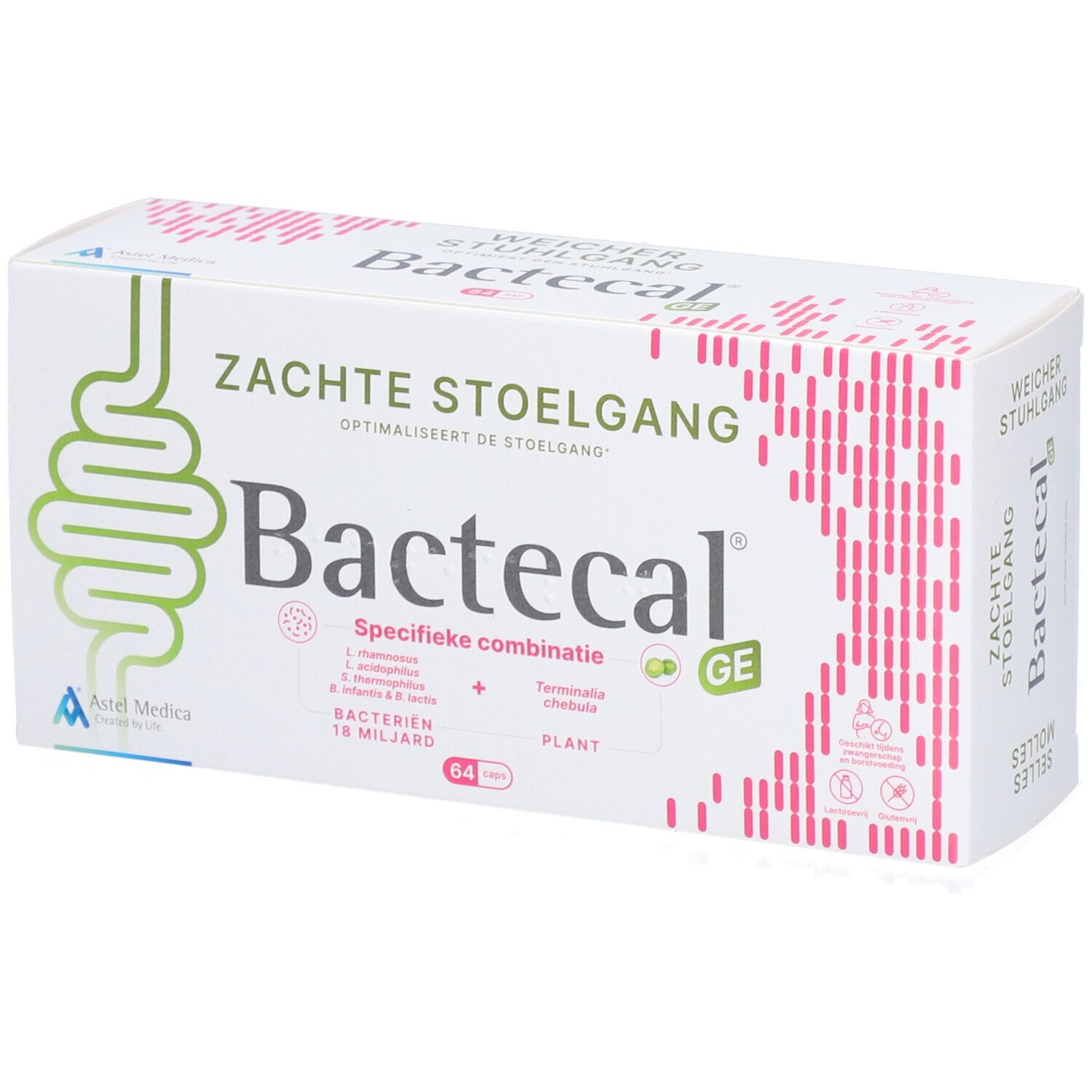 Bactecal GE: Packung für normale Stuhlgänge, 64 Kapseln.