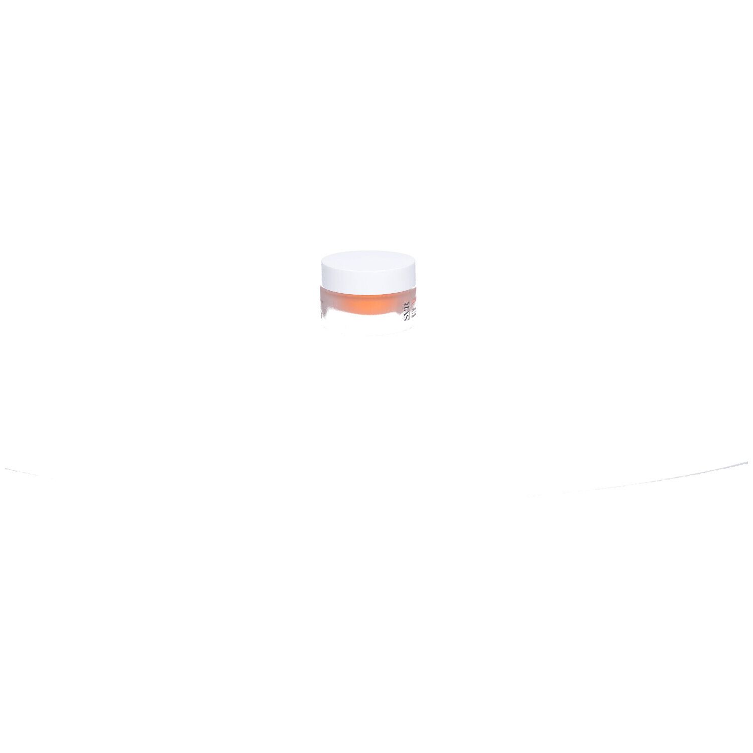 Petit pot avec couvercle blanc. Produit sur fond blanc.