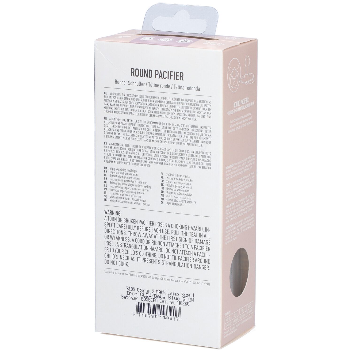 BIBS Fopspeen Glowdark Eisen/Baby Blau Duo 0-6