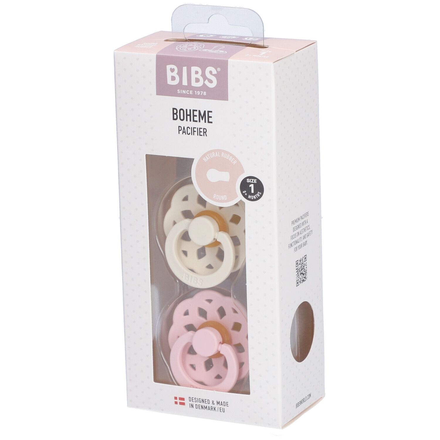 Bibs Fopspeen Boheme Ivory/Blossom Duo 0-6 2 St Schnuller