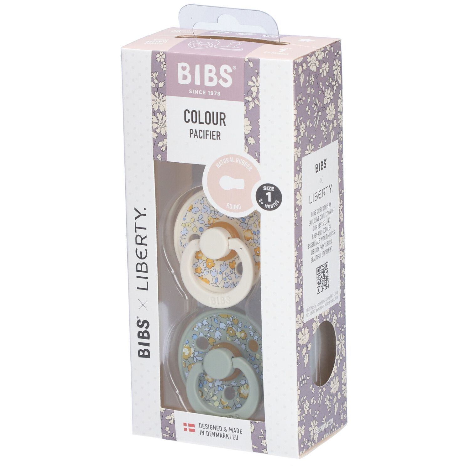 Bibs Fopspeen Liberty Eloise Sage Duo 0-6 2 St Schnuller