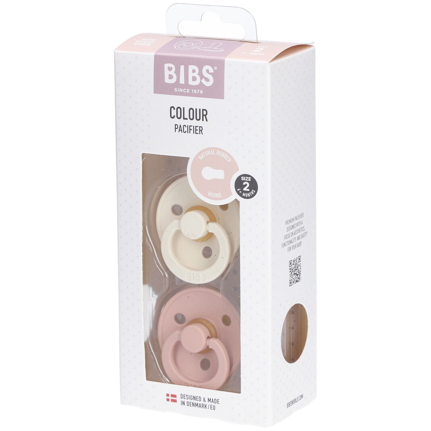 Bibs Fopspeen Ivory/Blush Duo 6-18 2 St Schnuller