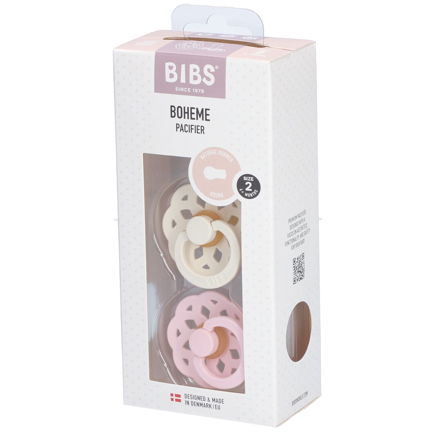 Bibs Fopspeen Boheme Ivory/Blossom Duo 6-18 2 St Schnuller