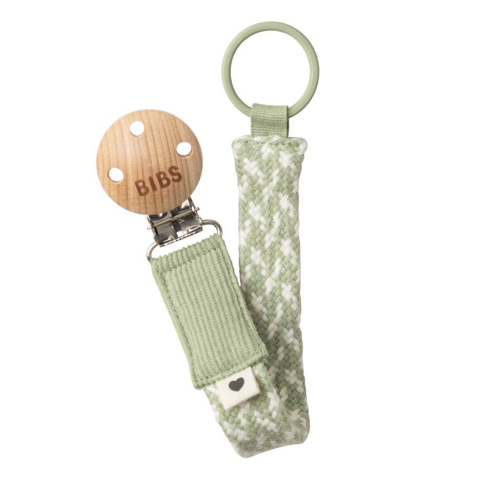 Bibs Attache-sucette tressée Sauge/Blanc