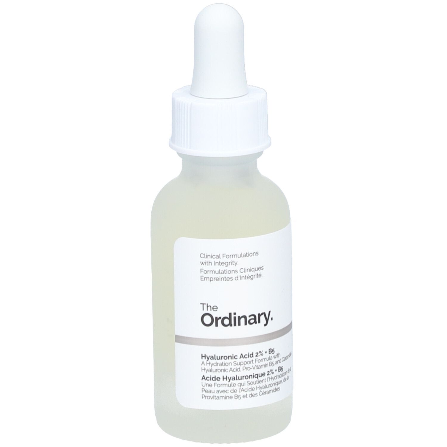 The Ordinary Hyaluronic Acid 2% + B5 Serumflasche, Seitenansicht.