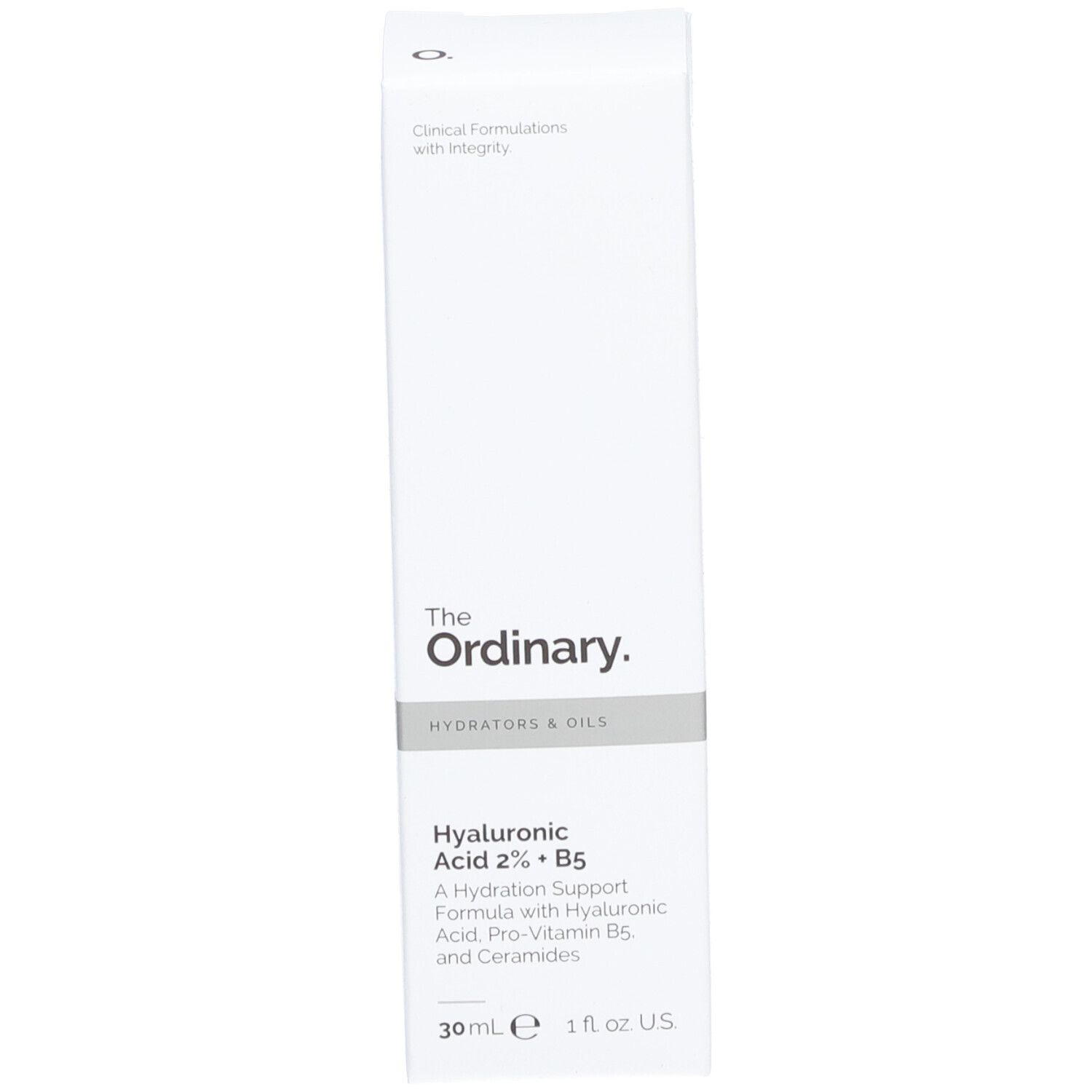 Verpackungsbox für The Ordinary Hyaluronic Acid 2% + B5 Serum.