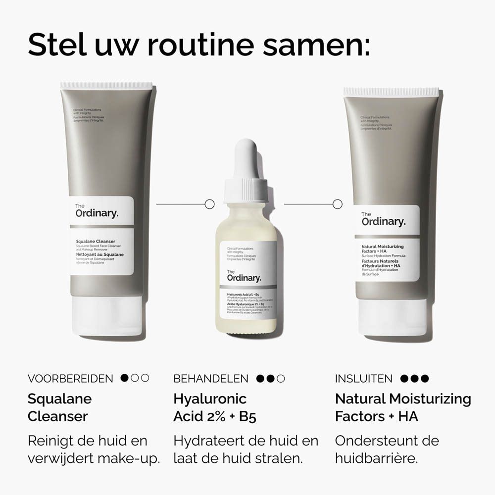 Drie producten. Reiniger, serum, moisturizer. Voor een routine.