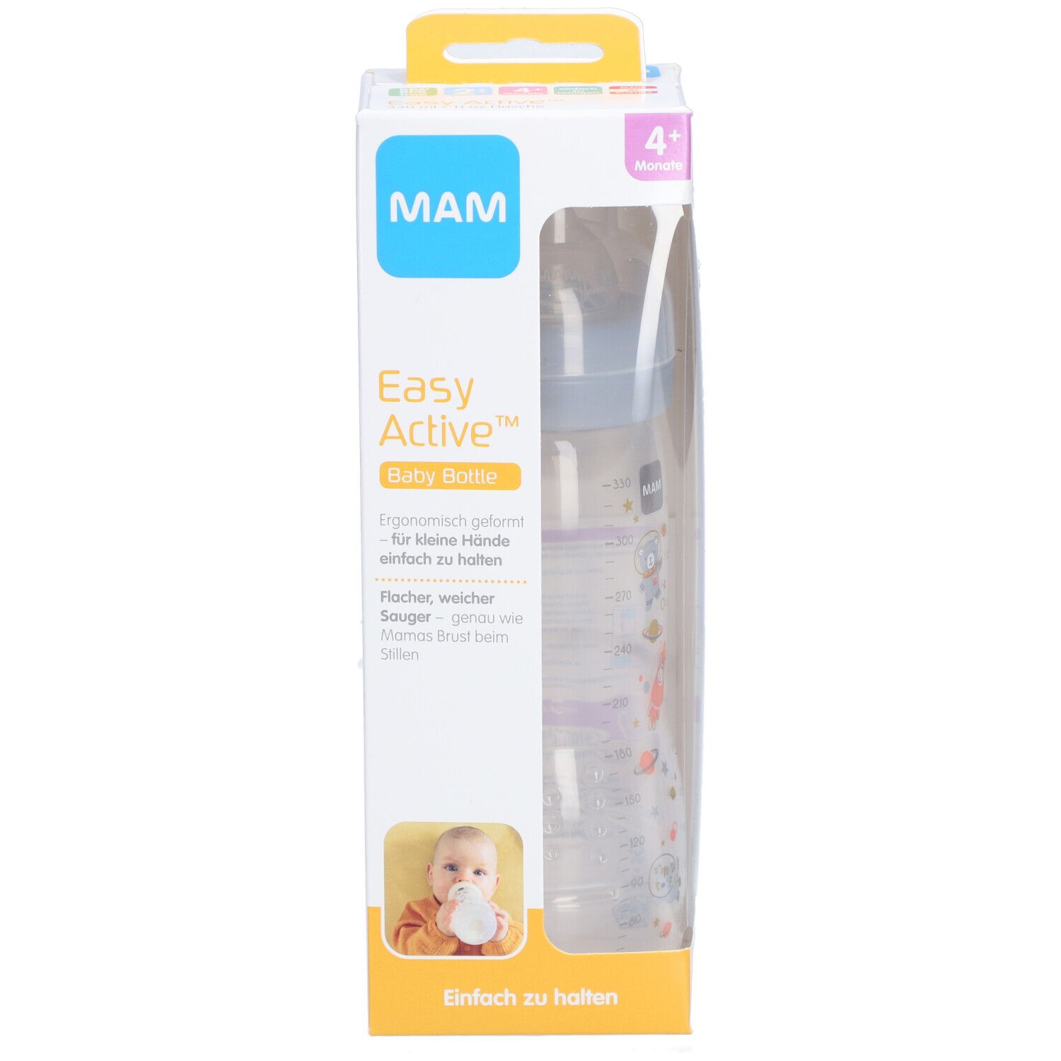 MAM Babyflasche Easy Active, grau, ab 4 Monaten