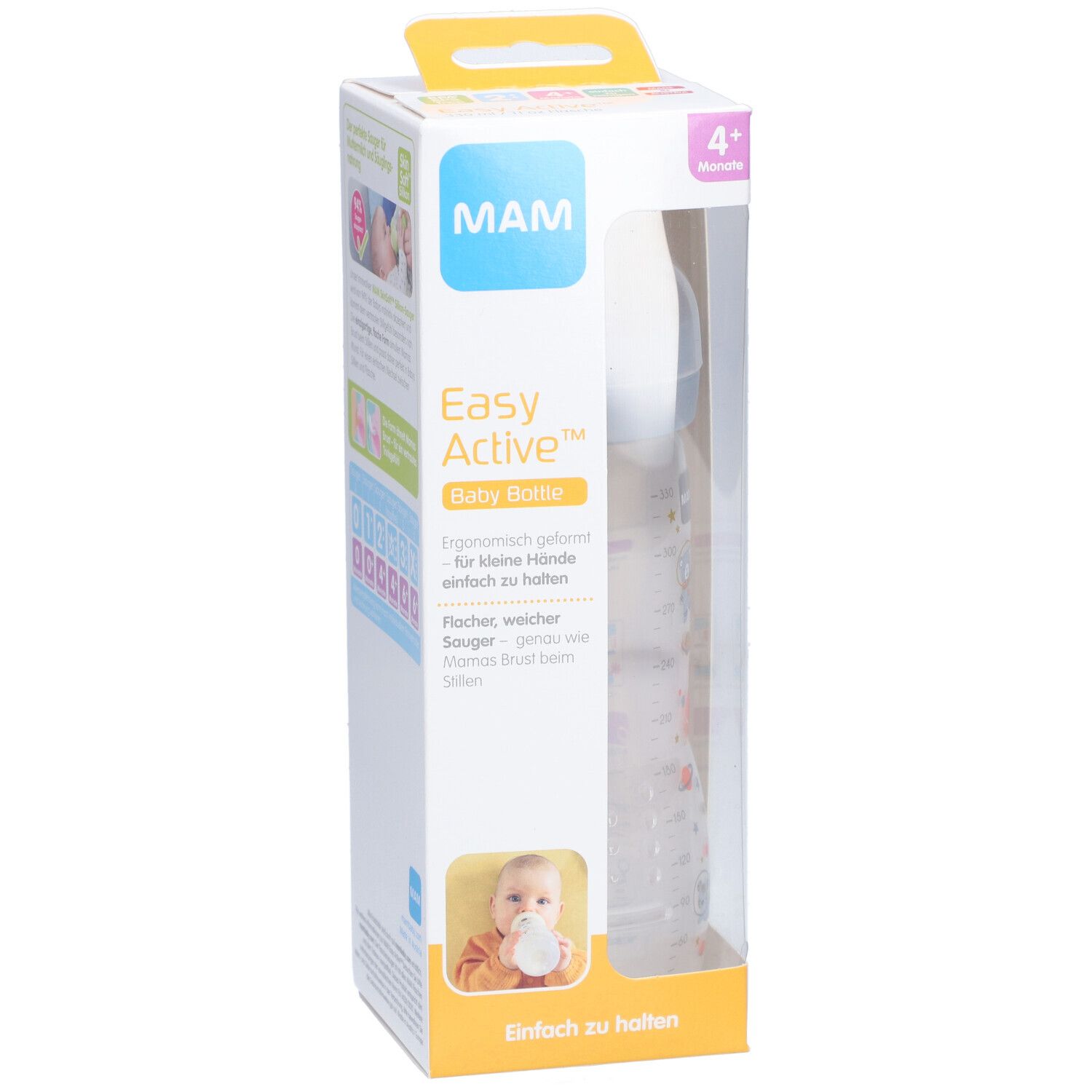 MAM Babyflasche Easy Active, grau, ab 4 Monaten