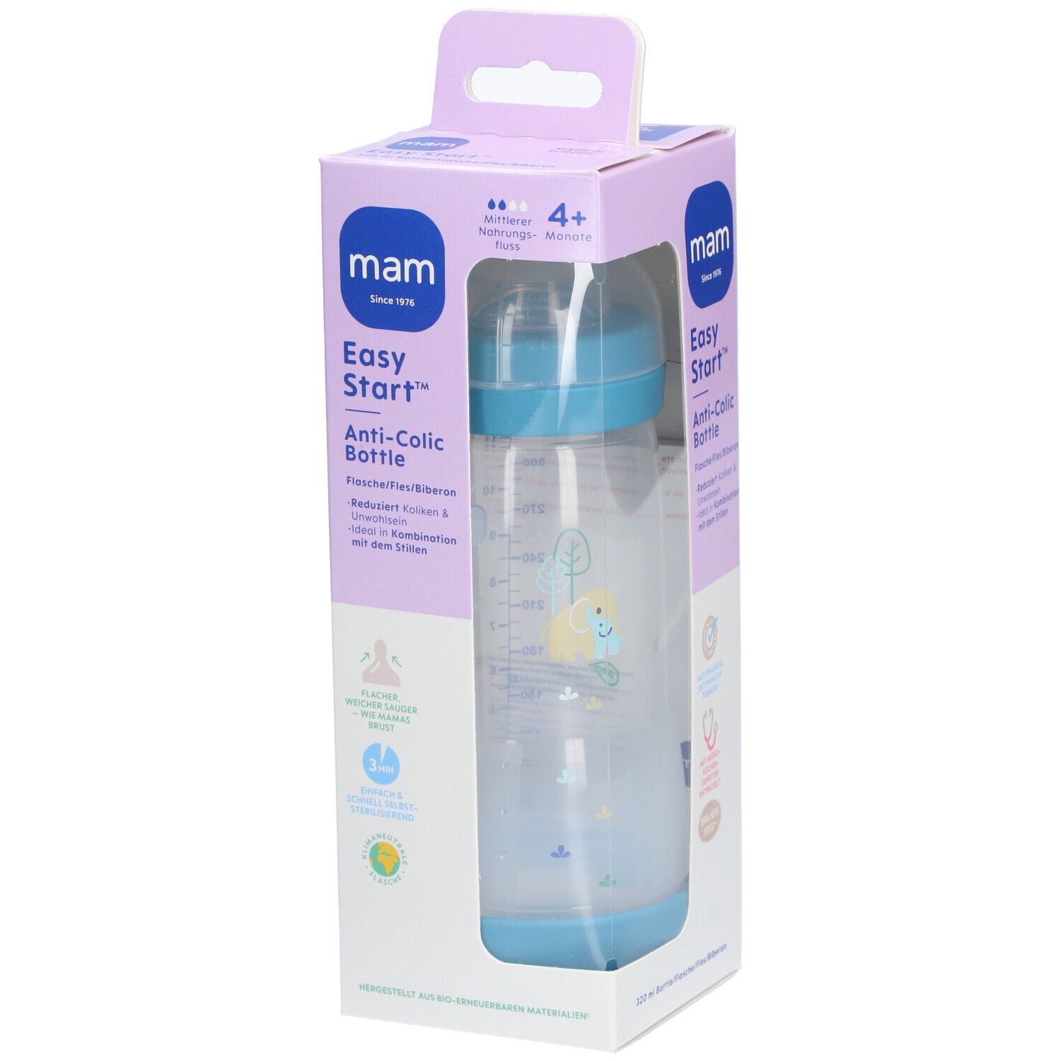 MAM Easy Start Anti-Colic Zuigfles Matt Blue 4 Maanden+ 320 ml Flaschen