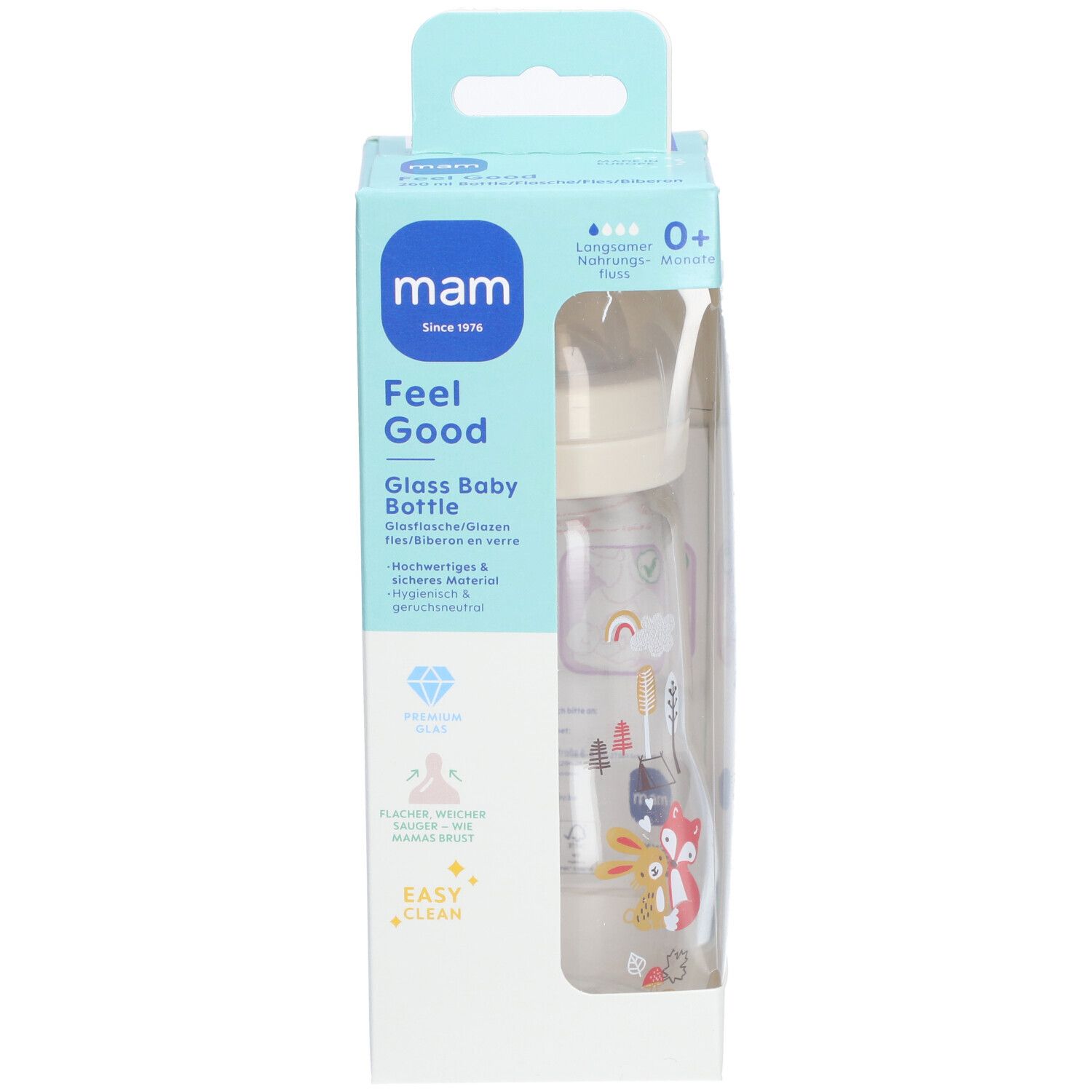 MAM Babyflasche aus Glas Feel Good matt, creme, von Geburt an