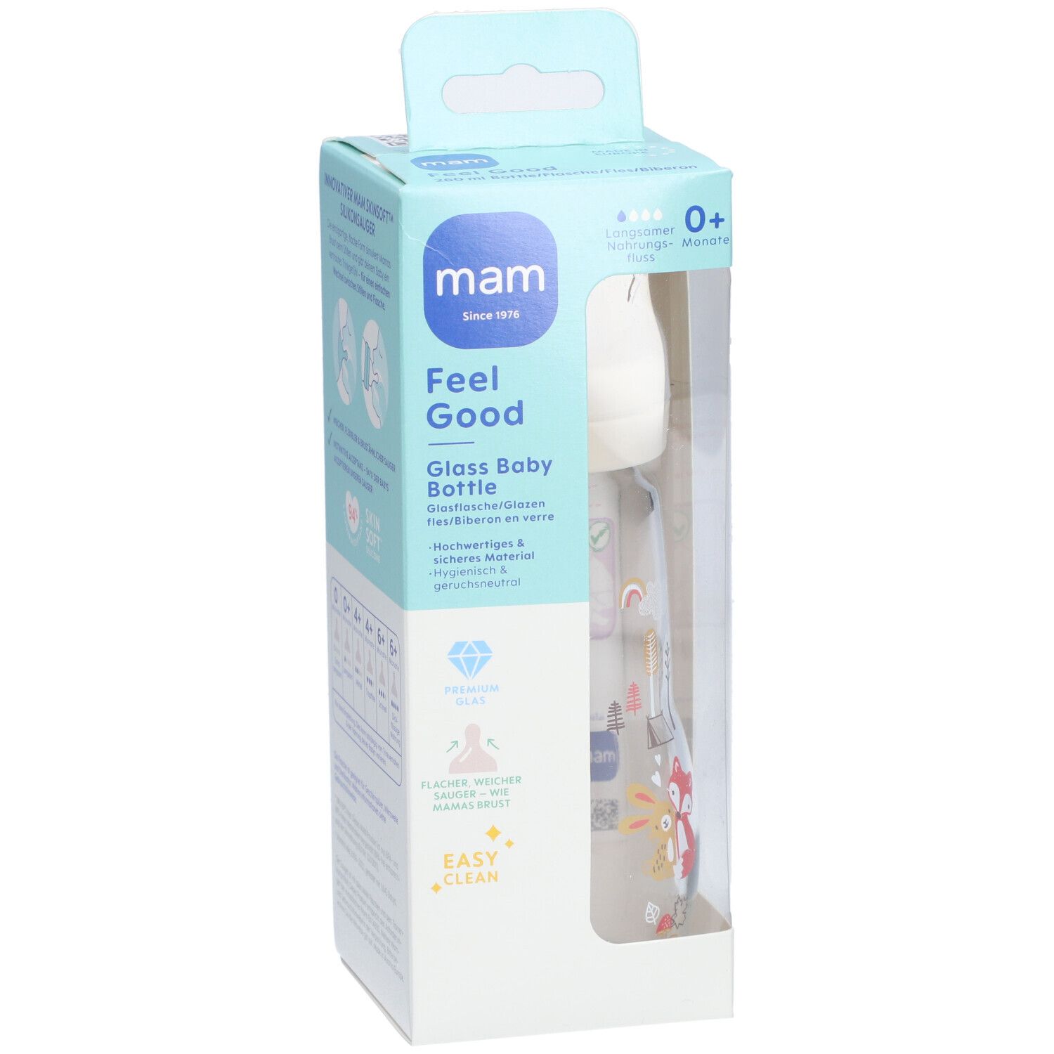 MAM Babyflasche aus Glas Feel Good matt, creme, von Geburt an