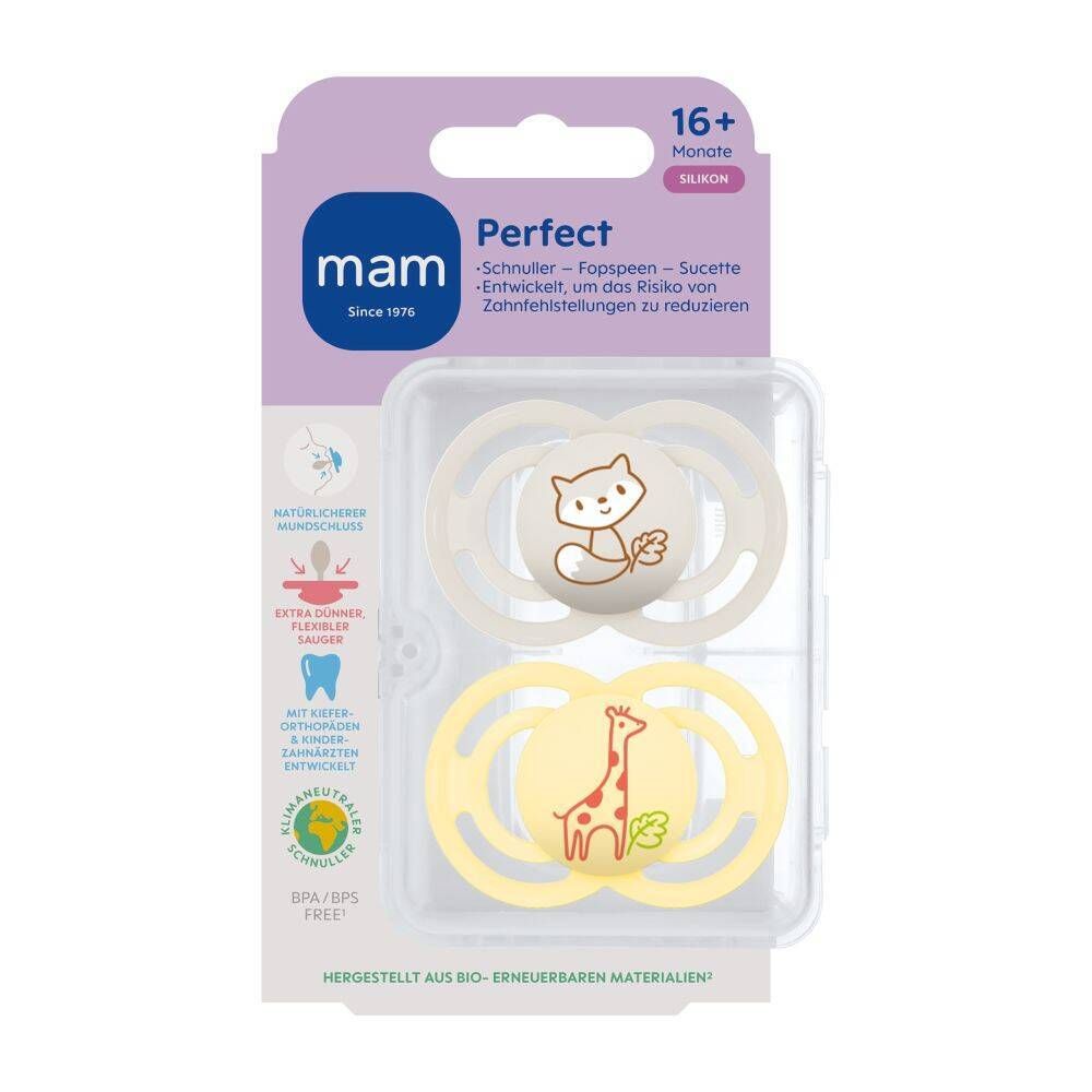 MAM Perfect Silikonschnuller 16+ Monate, creme/gelb