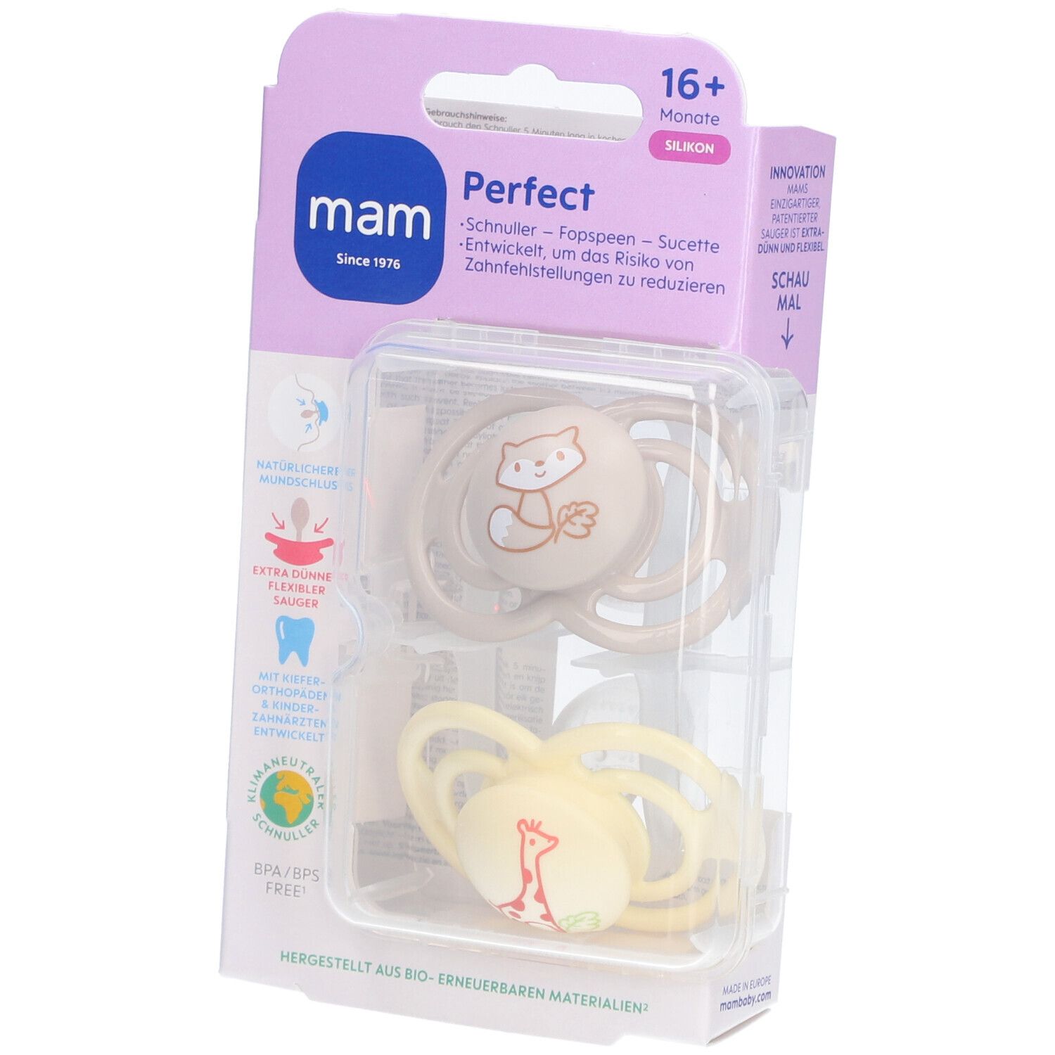 MAM Perfect Fopspeen Silicone Unisex 16m+ 2 St Schnuller