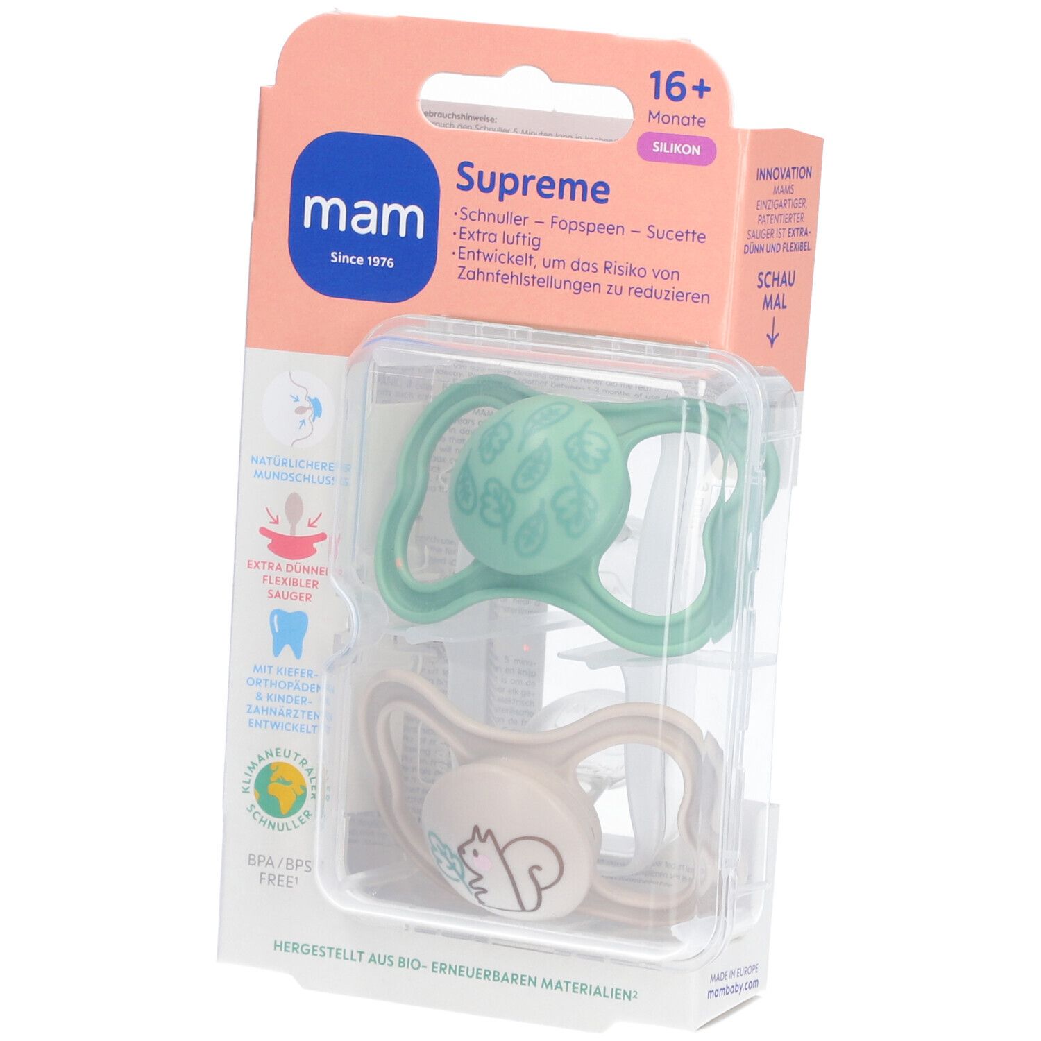 MAM Supreme Fopspeen Silicone Unisex 16m+ 2 St Schnuller