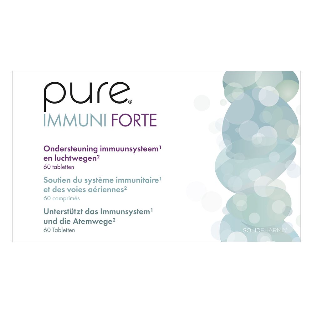 Achterkant van de doos. Productinformatie in meerdere talen. 60 tabletten.