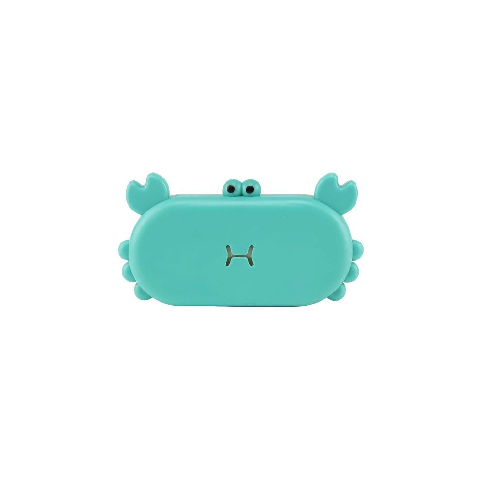 Thermomètre de bain Dodie Krabbe turquoise. Dos du thermomètre. Forme de crabe.