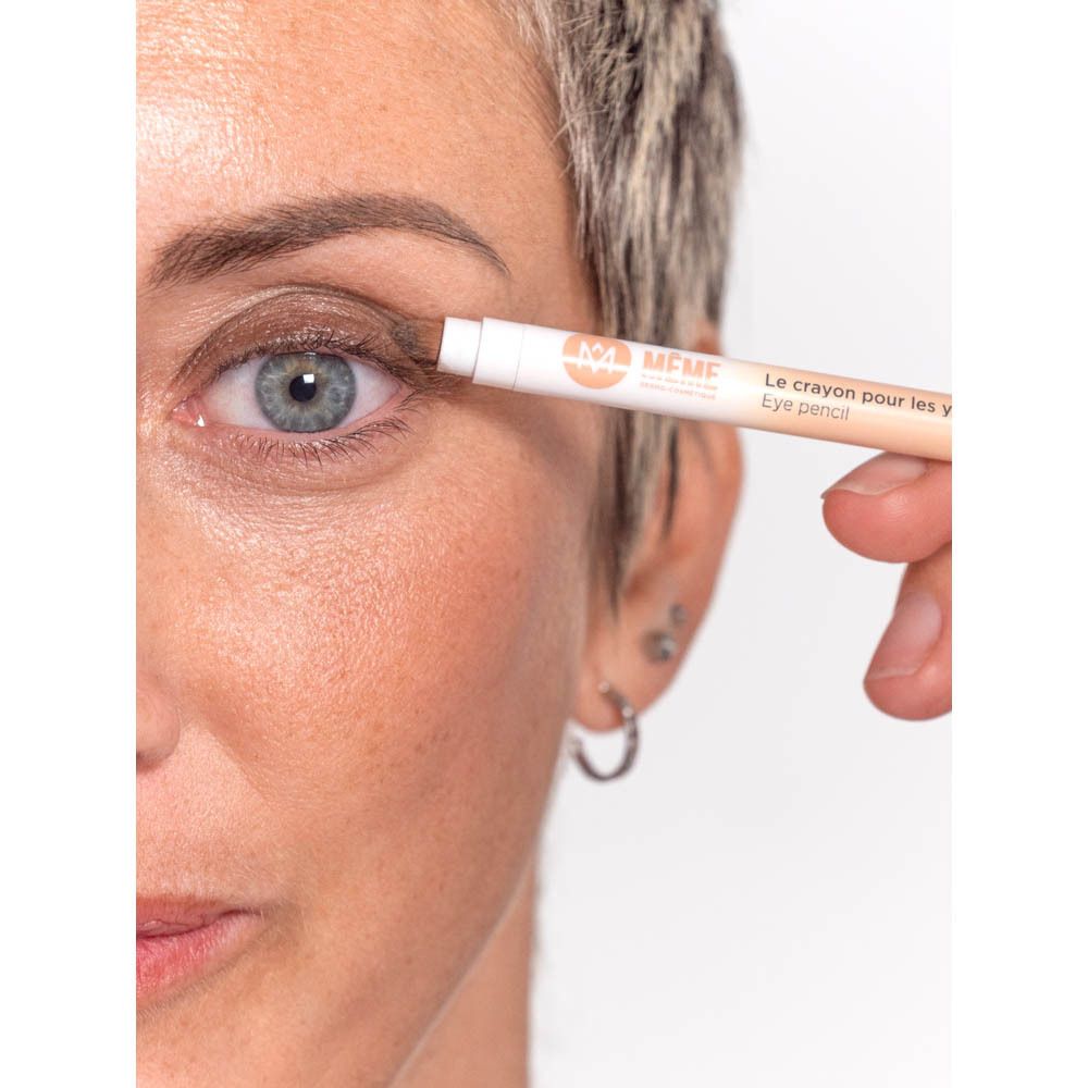 Crayon yeux brun. Marque Même. Crayon pêche et blanc.