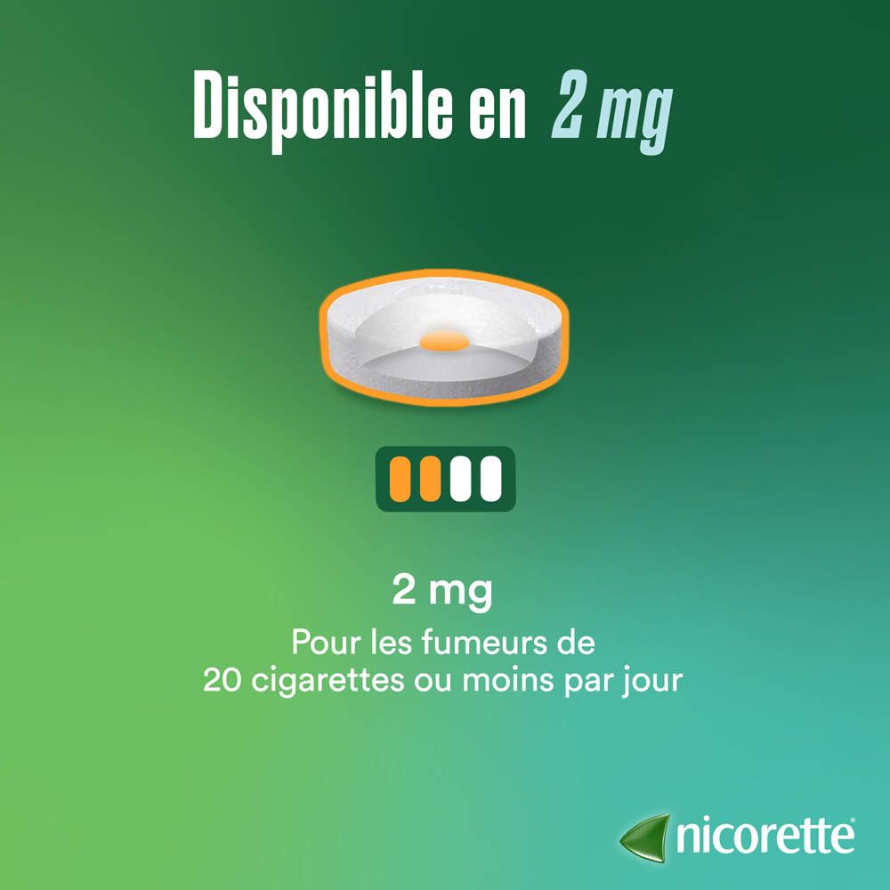 Nicorette Fruit 2mg comprimés à sucer, vue latérale de l'emballage.