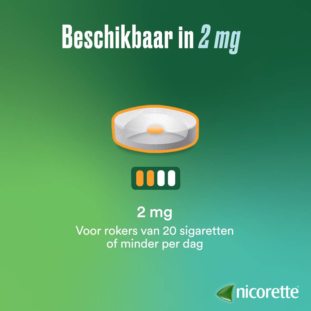 Nicorette Fruit 2mg zuigtabletten, zijaanzicht van de verpakking.